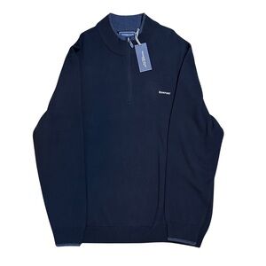 Vineyard Vines Nautical Navy Blue Boathouse Tipping Newport Quarter-Zip Sweater